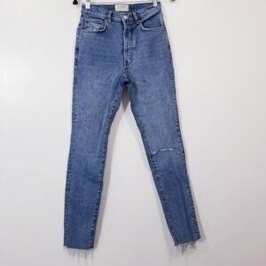 We the Free Jeans High Rise Relaxed Blue Denim Button-Fly Ripped
